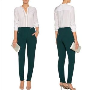 Sandro Polina green crepe trousers pants
